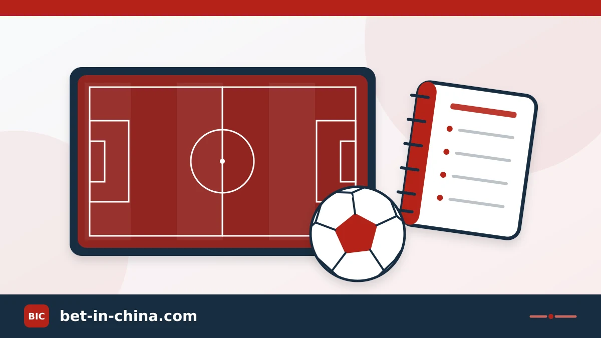 Football pitch, ball and analysis notebook