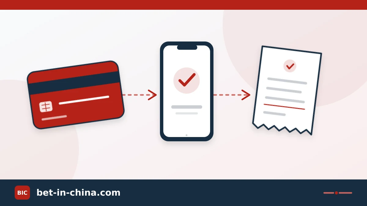 Bank card, phone and receipt linked in a payment diagram